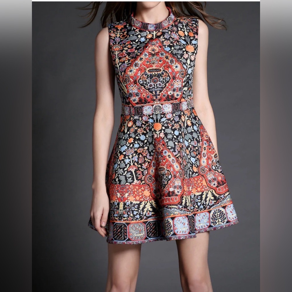 NWOT Vibrant Multicolor Sleeveless Mini Dress